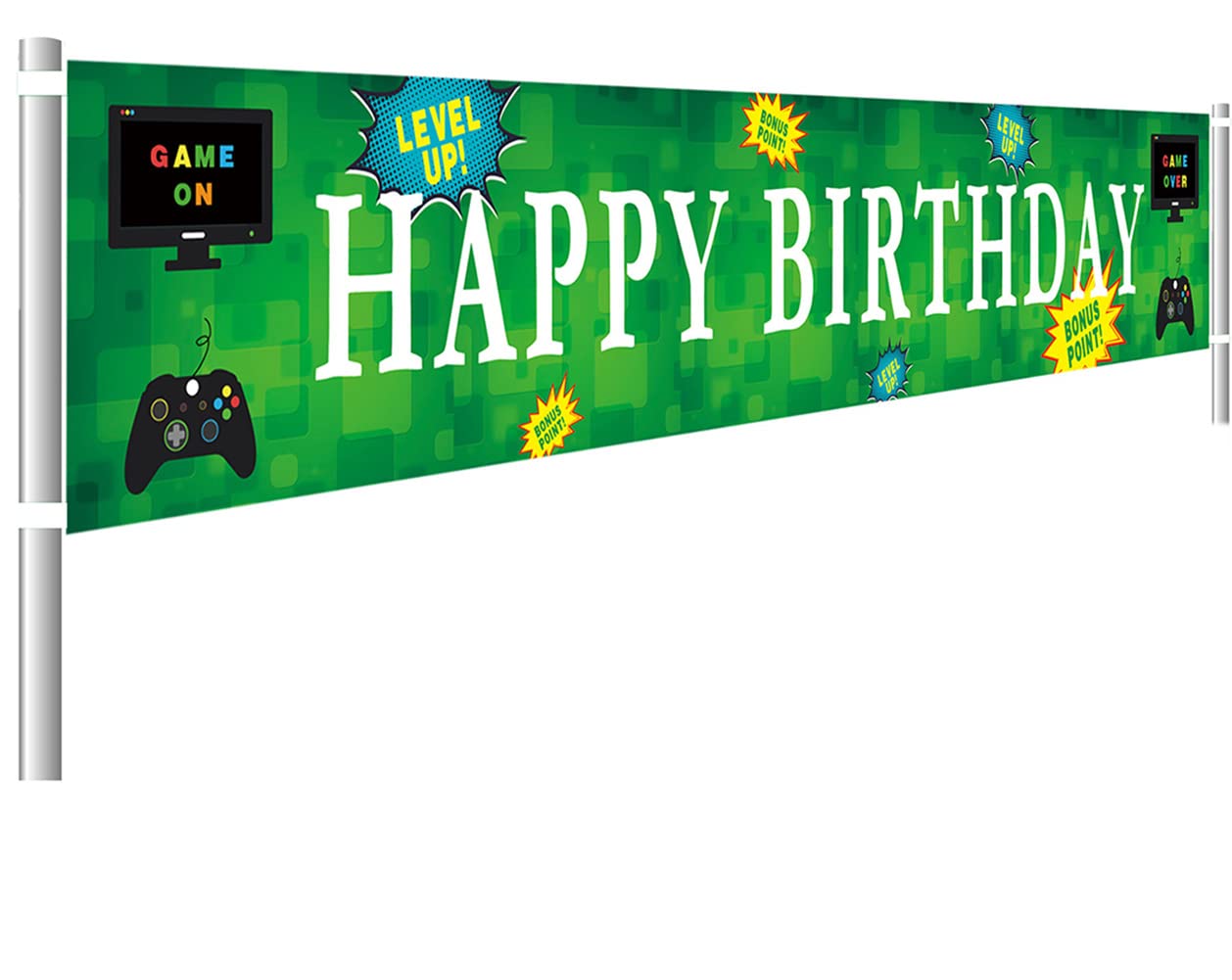 Large Video Game Happy Birthday Banner, Gaming Birthday Party Sign, Video  Game Birthday Party Backdop Background,