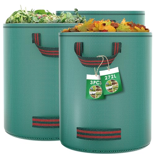 Pfloge® 3X 272L Gartenabfallsack, Gartensack mit 4 Griffe,...