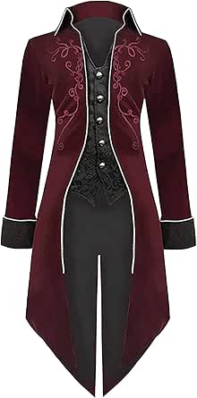 LLTTEER Herren Steampunk Vintage Frack Jacke Gothic Retro Mantel Mittelalter Kleidung Party Cosplay Herren Kostüme für Erwachsene