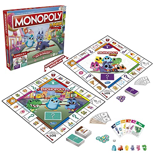 Monopoly Junior, das Klassische Brettspiel für Kinder ab 4 Jahren, 2-seitiger Spielplan - leicht verständlich und dennoch spa