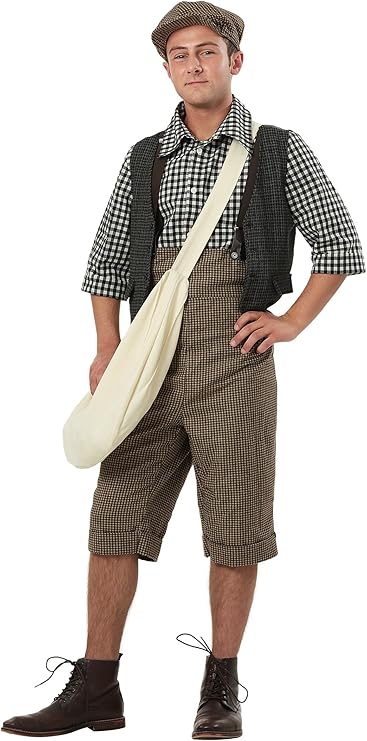 Men’s 1900s Costumes: Indiana Jones, WW1 Pilot, Safari Costumes Adult 20s Newsie Costume Newsboy Costume for Men  AT vintagedancer.com