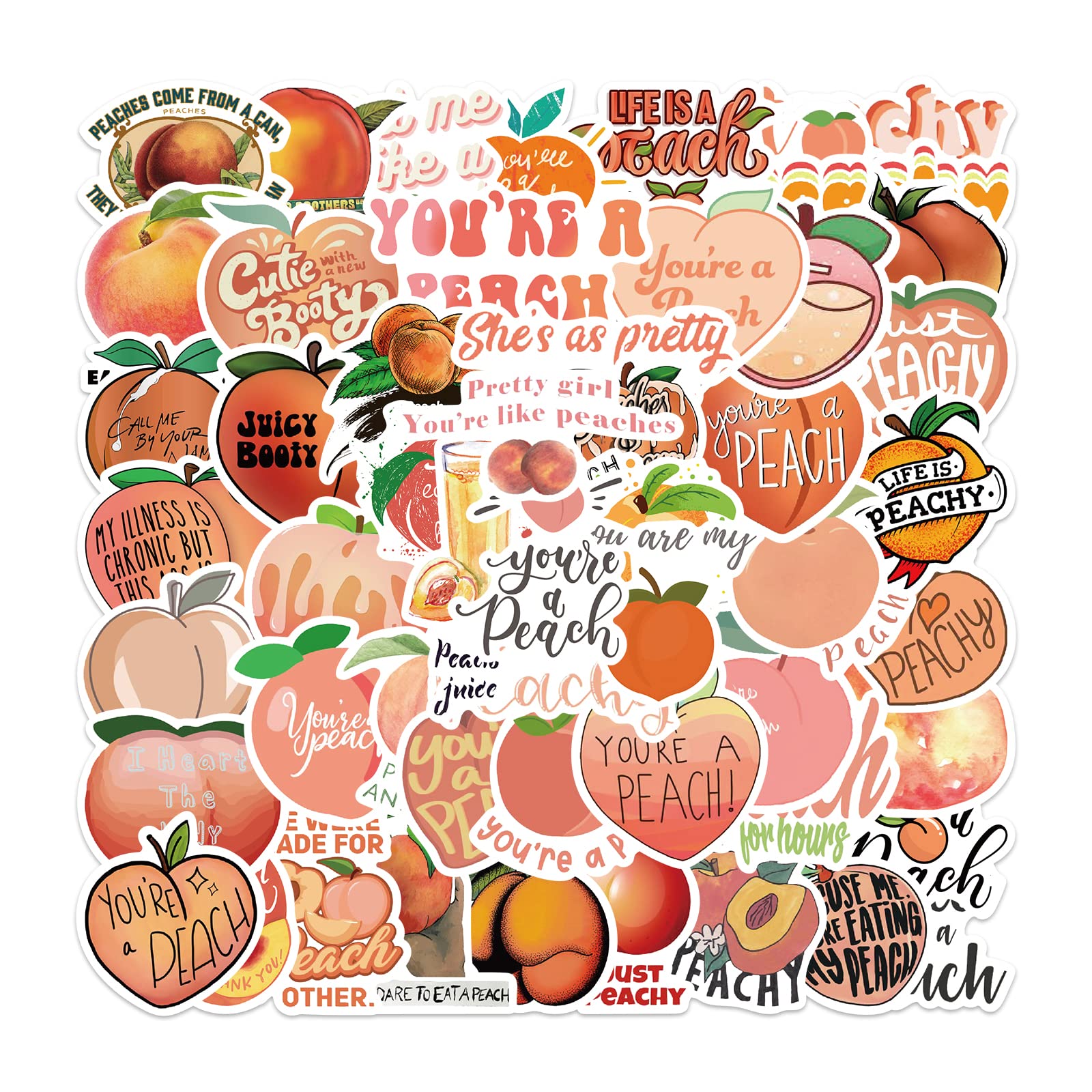 Amazon.com: 54 PCS Peach Stickers,You\'re A Peach,Cute Fruit ...