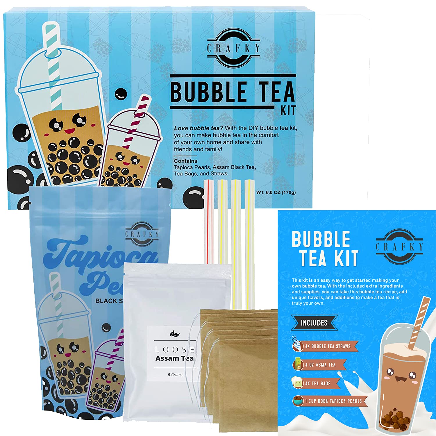 Buy Crafky Bubble Tea Kit – Complete DIY Boba Kit with Tapioca Pearls ...