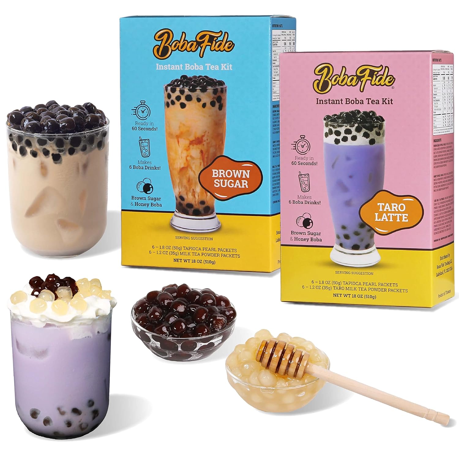 Amazon.com: BOBA FIDE Instant Boba Tea Kit 12 Pack – Includes Taro Milk ...