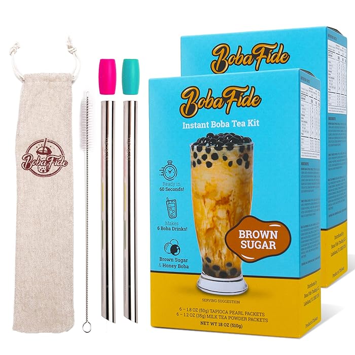 Buy BOBA FIDE Instant Boba Milk Tea Kit 12 Pack - Chewy Brown Sugar ...