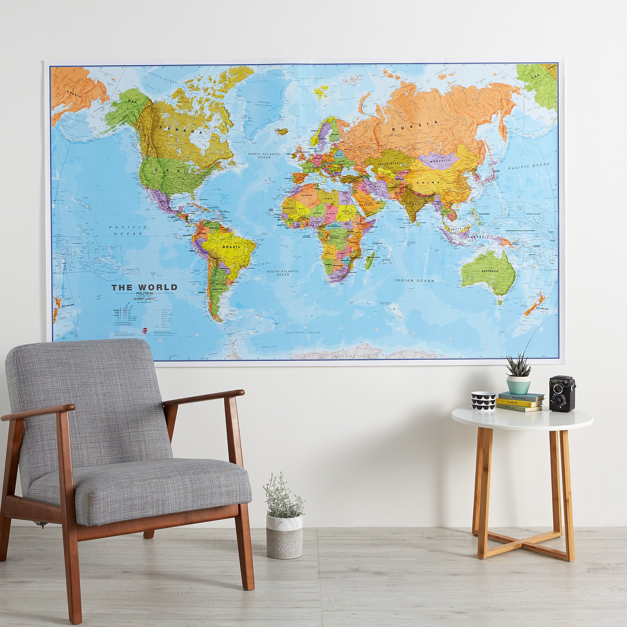 Laminated Wall Size World Maps