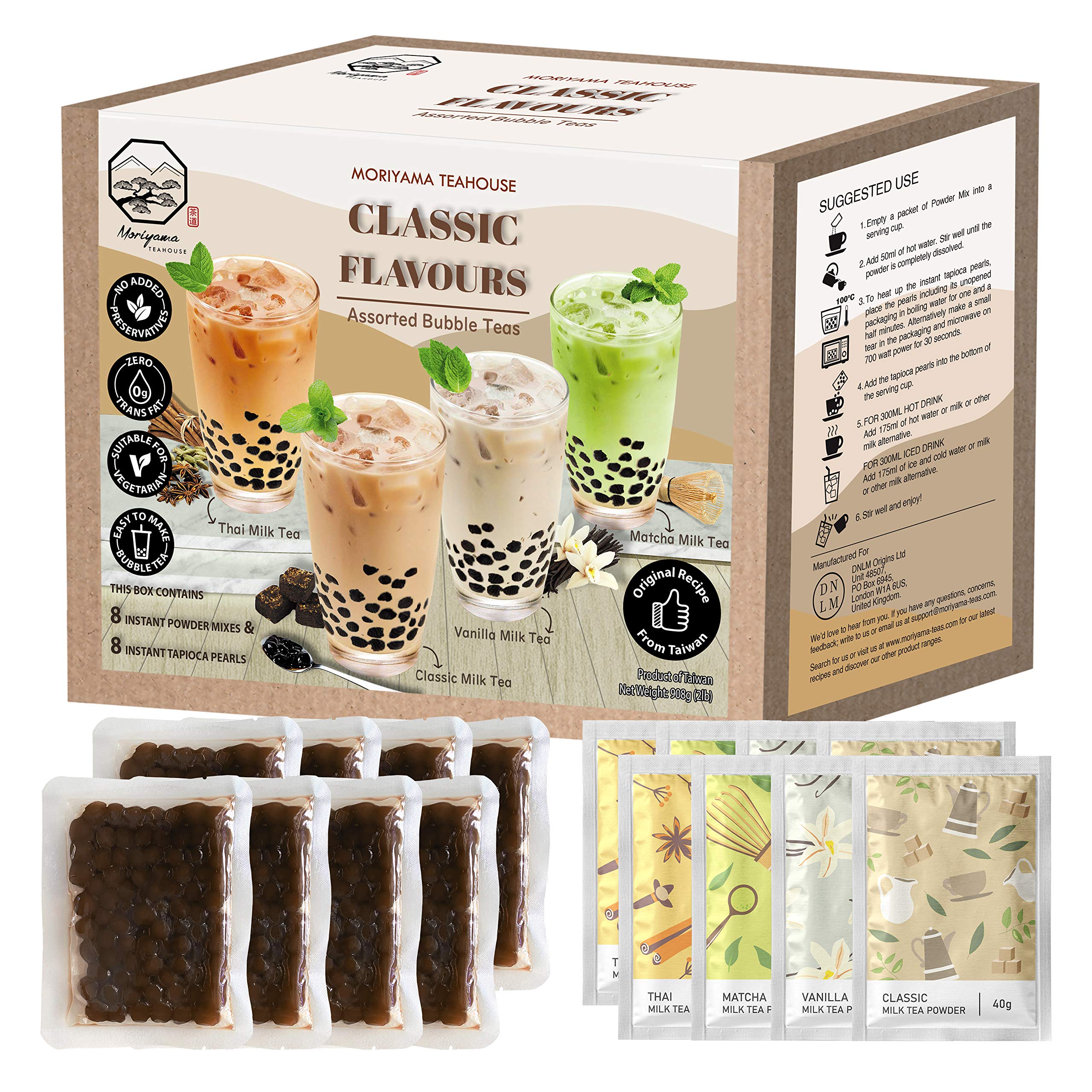 Bubble / Boba Tea Kit with Instant Tapioca Pearls and Milk Tea Powders ...