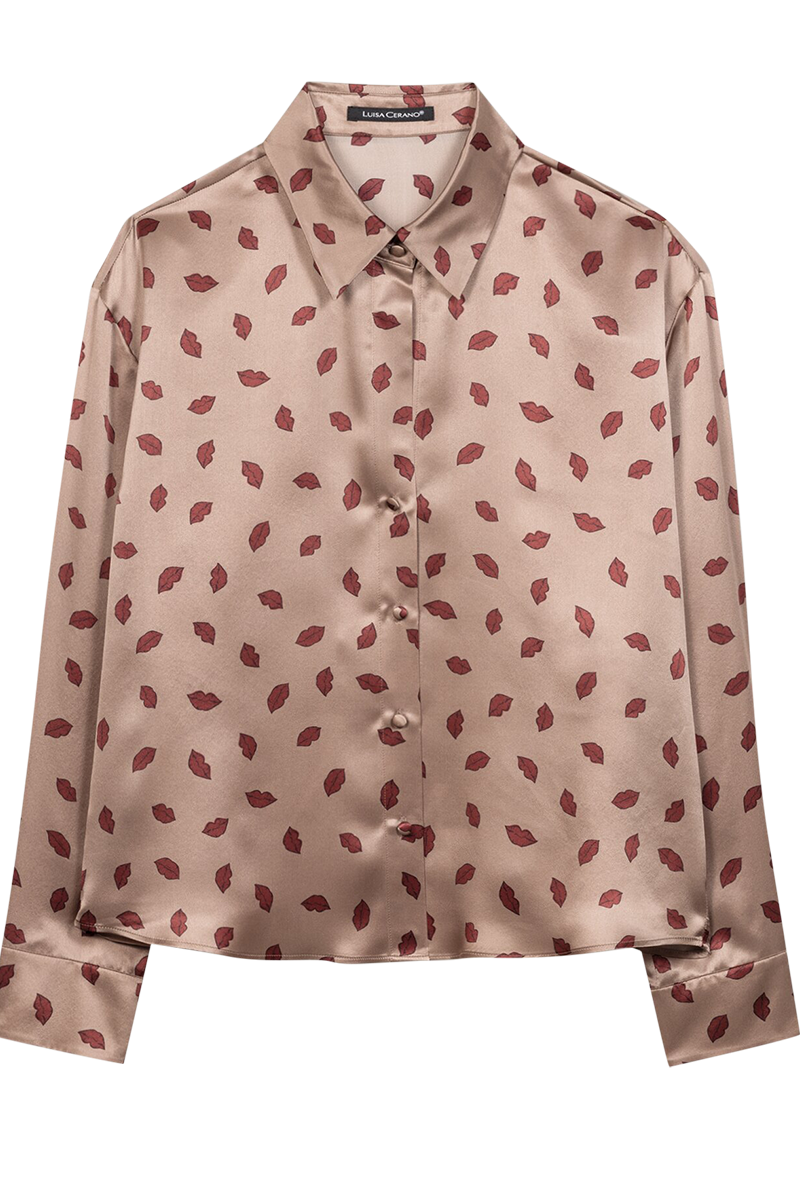 Seidenbluse mit Lips-Print von LUISA CERANO 