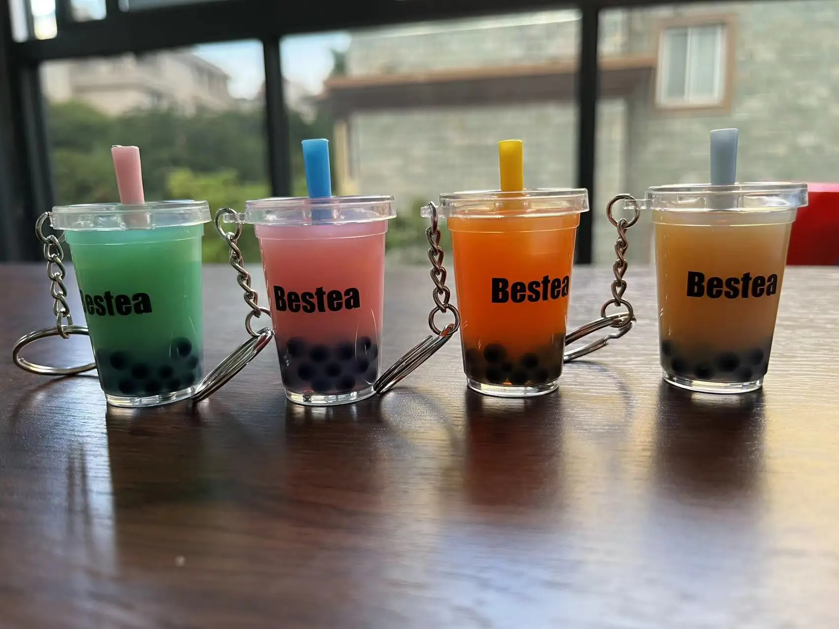 Bsbh Boba Tea Keychain With Liquid Quicksand Kawaii Milk Tea Keychain ...