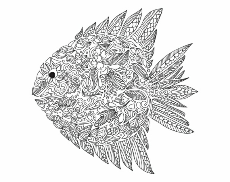 Zentangle Malvorlage Fisch