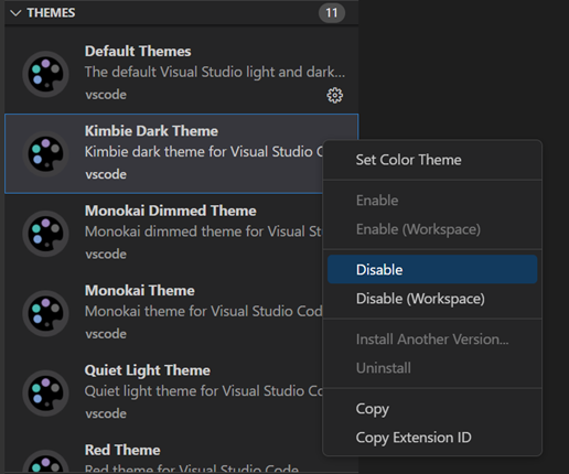 disable theme