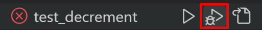Debug Test icon in the Test Explorer