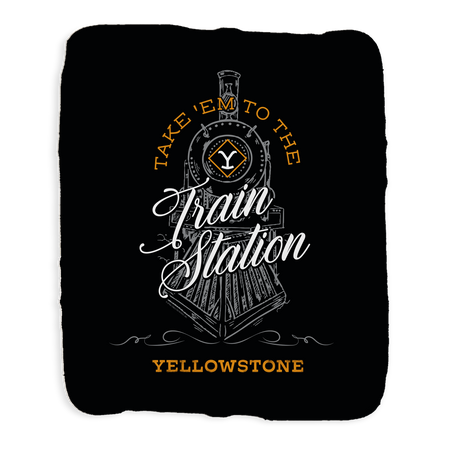 Yellowstone Take 'Em To The Train Station Grey Sherpa Blanket