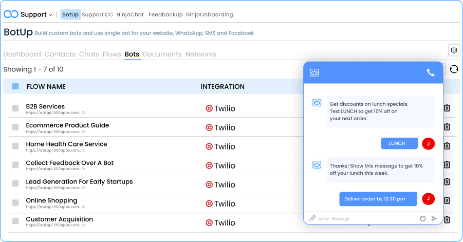 website chatbot leave note