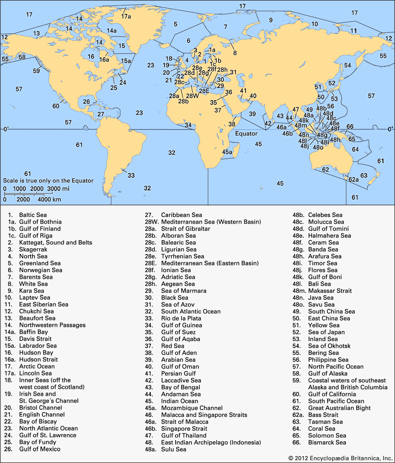 Oceans And Seas Map