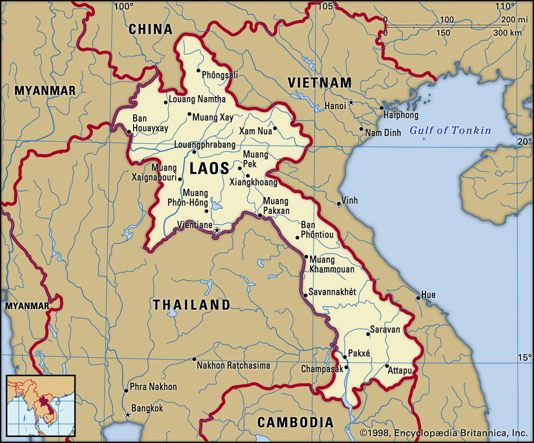 Laos Kaart En - Vogels