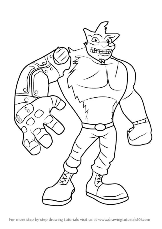 How to Draw Crunch from Crash Bandicoot (Crash Bandicoot) Step by Step ...