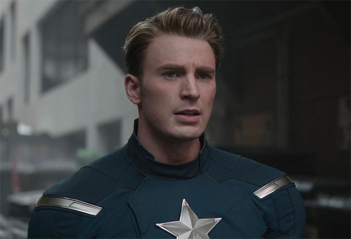 Steve Rogers is standing outside