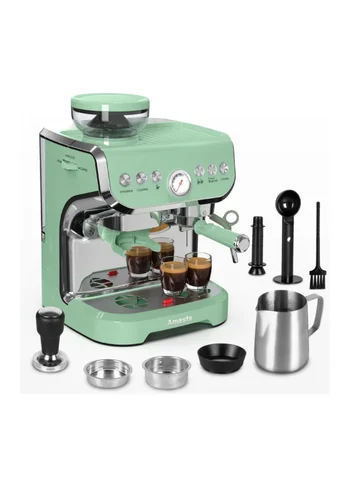 Machine with Grinder, 15 Bar Espresso Machine with Steam Wand for Latte and Cappuccino, 68Oz Water Tank, Pre-Infuse