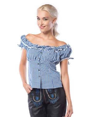 Chemise Oktoberfest bleu et blanche femme