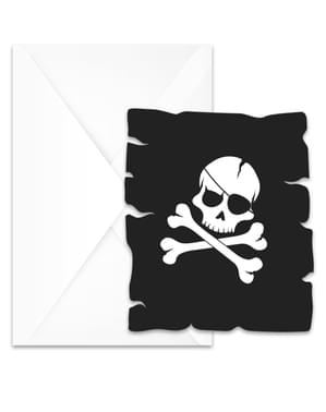 6 invitations Pirates Black