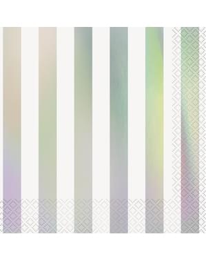 16 iridescent striped napkins (33x33 cm)