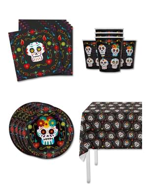 Catrina Dia de los Muertos Party Deko Kit für 8 Personen - Day of the Dead