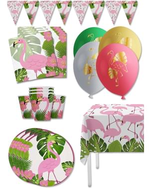 Premium Flamingo Party Decoration Kit for 8 People - Tropical Flamingos