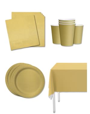 Gold Party Decoration Kit for 8 People - Plain Colours