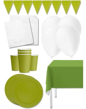 Premium Lime Green Party Decoration Kit for 8 People - Plain Colours