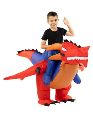 Aufblasbarer Drache Huckepack Kostüm für Kinder