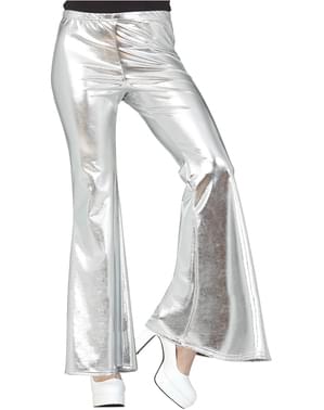 Silver Bell Bottom Pants 80s for women