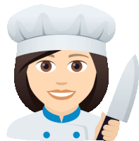 a female chef is holding a large knife in her hand