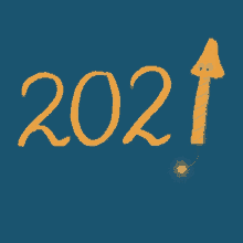 a drawing of a fireworks display with the number 2021