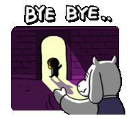 a cartoon character says bye bye to another character