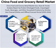 a poster for china food and grocery retail market