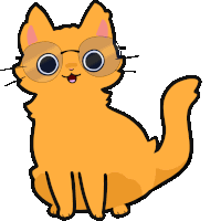 a cartoon drawing of a cat with glasses on