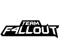 a black and white logo for team fallout