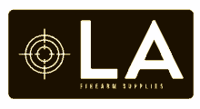 a logo for la firearm supplies has a target in the center