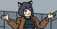 a cartoon of a girl with cat ears is shrugging