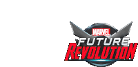 a logo for marvel future revolution with a wing design