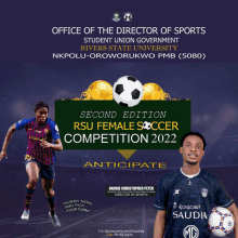 an advertisement for the second edition of the rsa female soccer competition