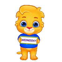 a cartoon bear holds a sign that says wednesday