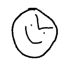 a black and white drawing of a face in a circle