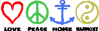 a sign that says love peace home harmony with a peace sign and anchor