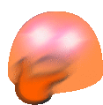 a blurred image of a helmet with a pink face on it .