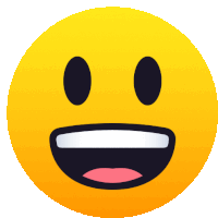 a yellow smiley face with its mouth open