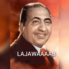 a painting of a smiling man with the words lajawaaab on the bottom