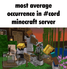 a screenshot of a minecraft server with the words most average occurrence in #cord minecraft server at the top