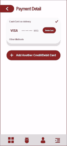 a phone screen shows a payment detail page with a visa card